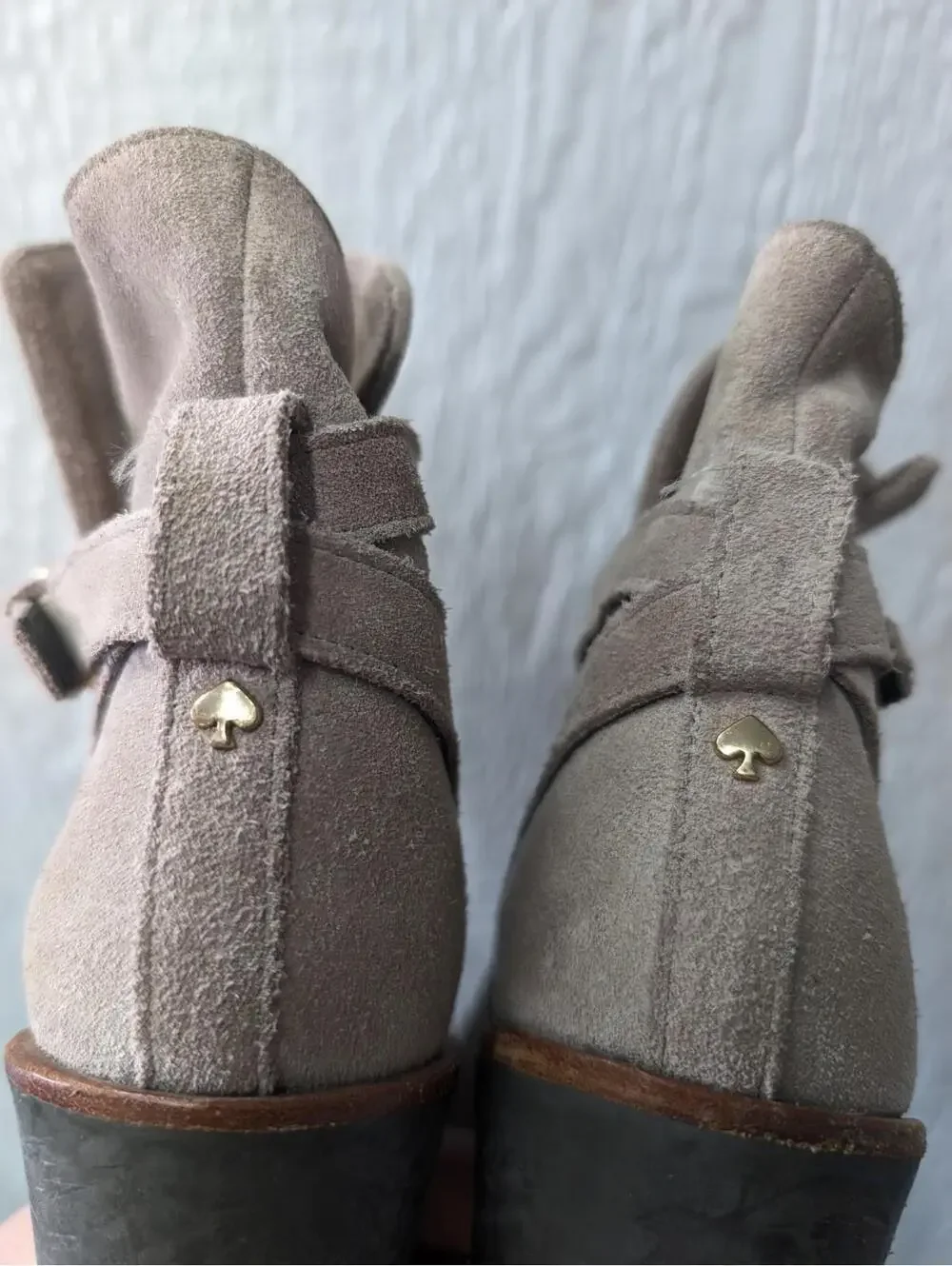Kate Spade New York Suede Buckle Zip Block Heel Ankle Booties Size 7.5M